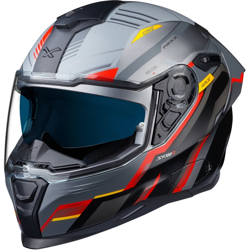 Integrální přilba na motorku NEXX SX.100R Gridline šedo-červená výprodej