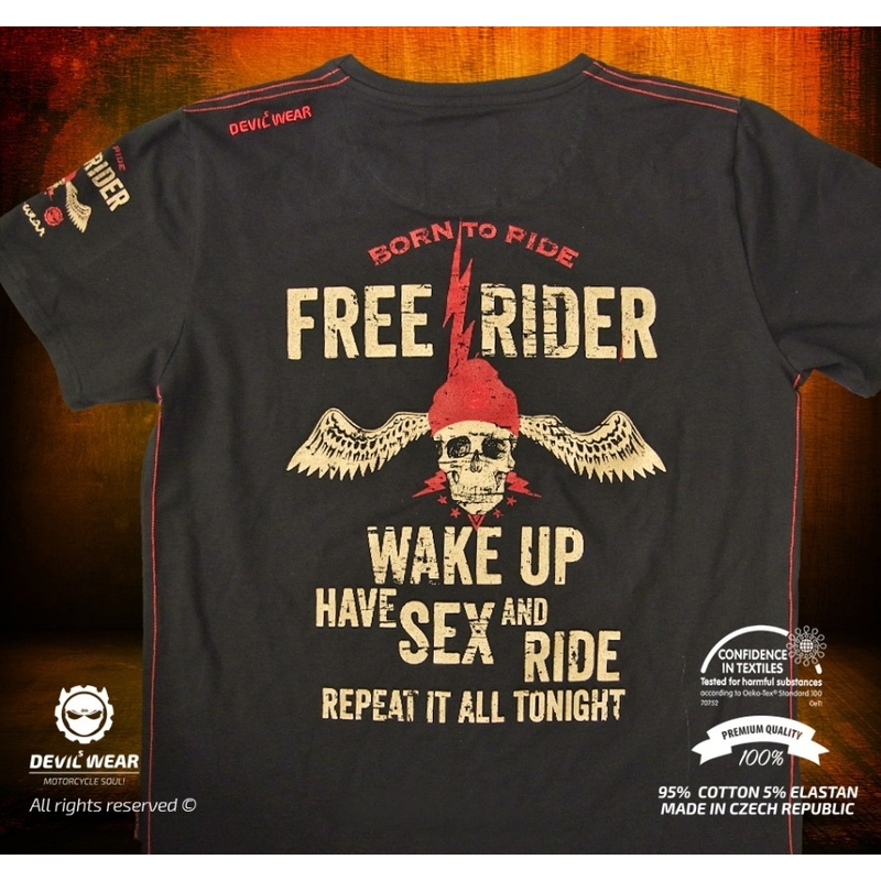 Pánské triko Devils Wear - Free Rider Wake Up Have Sex