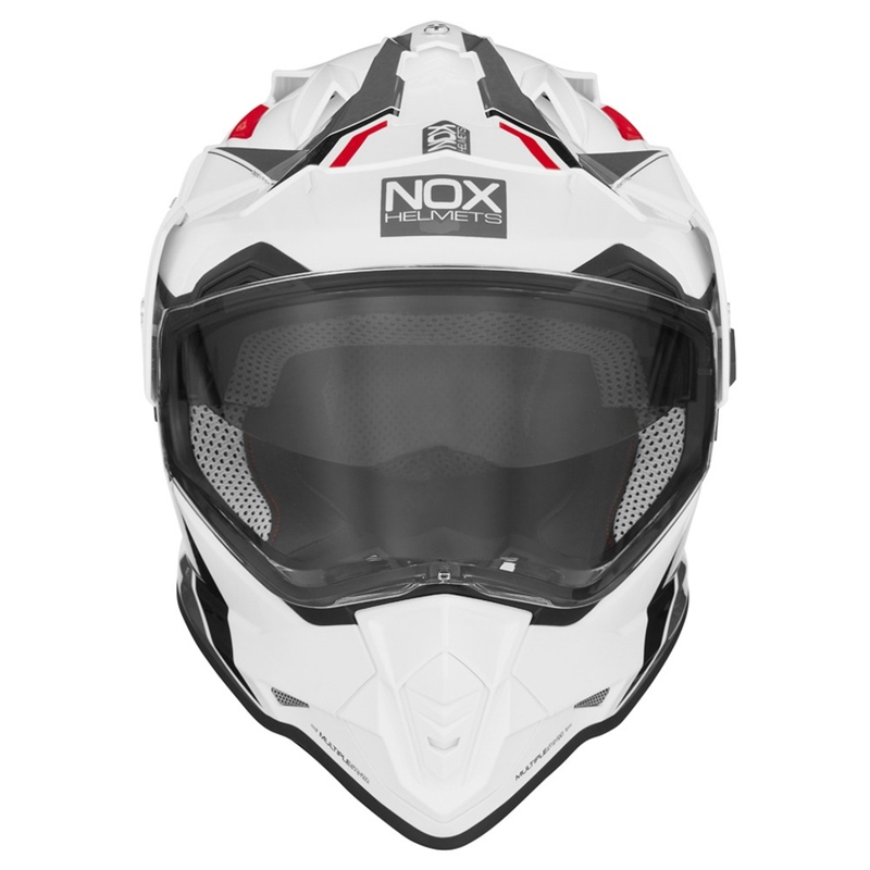 Enduro přilba NOX N312 BLOCK 2022 šedo-červeno-bílá výprodej