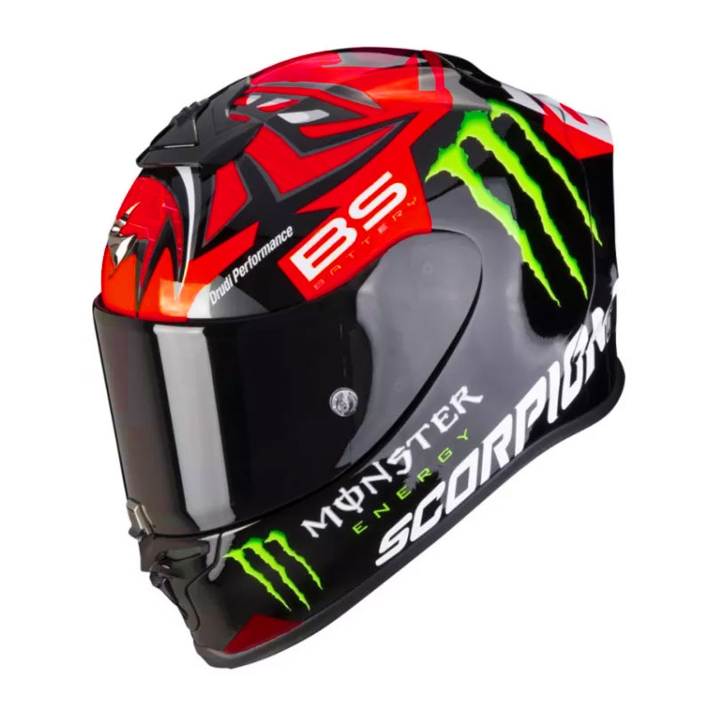 Integrální přilba na motorku Scorpion EXO-R1 Air Fabio Quartararo Monster Replica černo-fluo červená lesklá