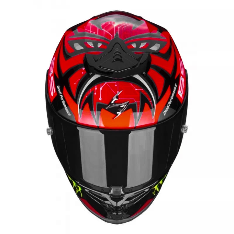 Integrální přilba na motorku Scorpion EXO-R1 Air Fabio Quartararo Monster Replica černo-fluo červená lesklá