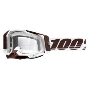 Motokrosové brýle 100% RACECRAFT 2 Snowbird hnědo-bílé (čiré plexi)