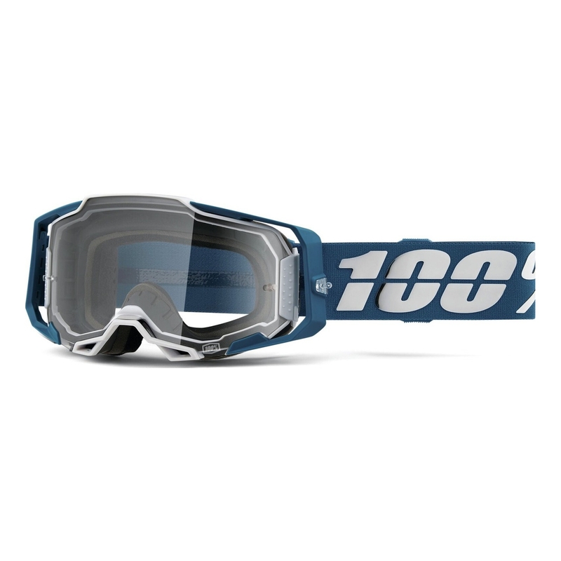 Motokrosové brýle 100% ARMEGA Albar modro-bílé (čiré plexi)