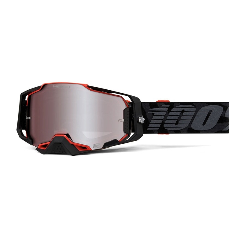 Motokrosové brýle 100 % ARMEGA Renen HIPER červeno-černé camo (stříbrné plexi)