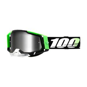 Motokrosové brýle 100% RACECRAFT 2 Kalkuta zeleno-bílo-černé (stříbrné plexi)