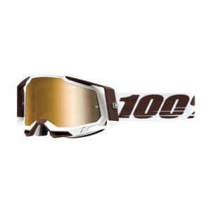 Motokrosové brýle 100% RACECRAFT 2 Snowbird hnědo-bílé (zlaté plexi)