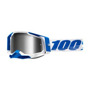 Motokrosové brýle 100% RACECRAFT 2 Isola bílo-modré (stříbrné plexi)