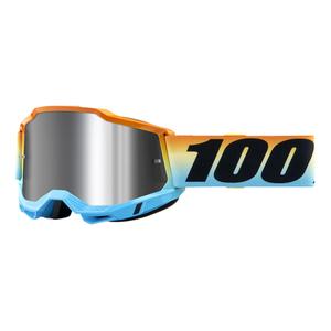 Motokrosové brýle 100% ACCURI 2 Sunset modro-žluto-oranžové (stříbrné plexi)