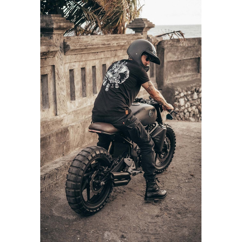 Jeansy na motorku PANDO MOTO Mark Kev černé výprodej