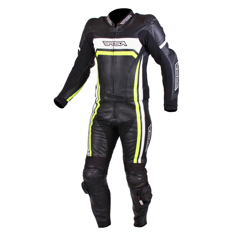 Pánská kombinéza na motorku RSA Virus černo-bílo-fluo žlutá výprodej