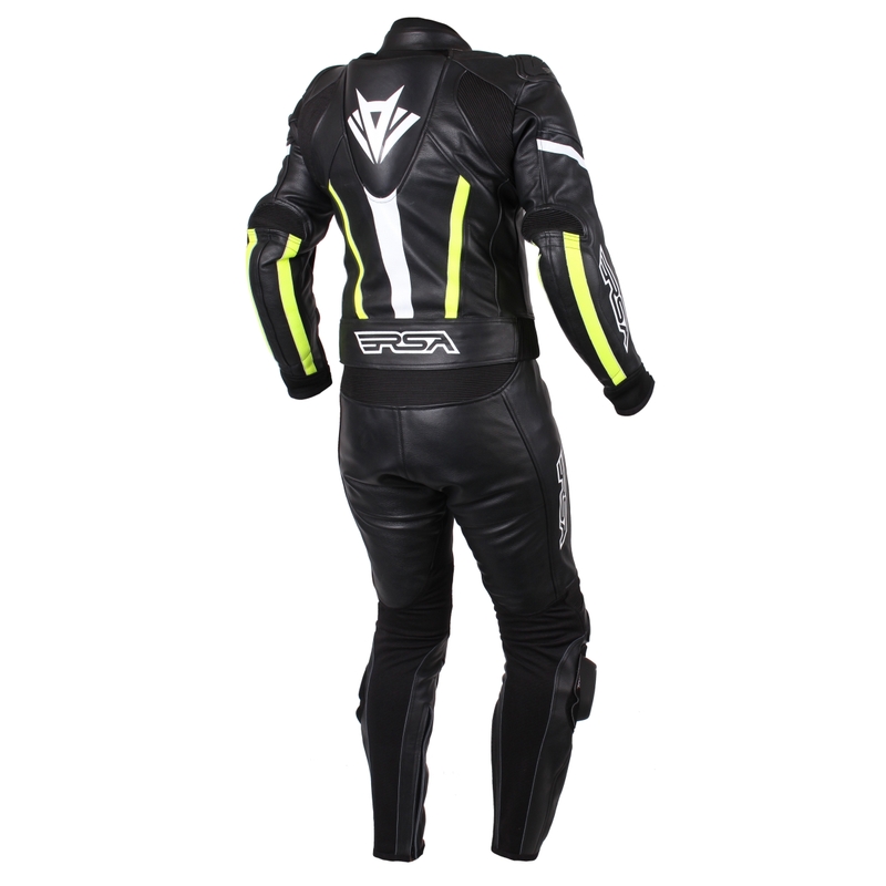 Pánská kombinéza na motorku RSA Virus černo-bílo-fluo žlutá výprodej