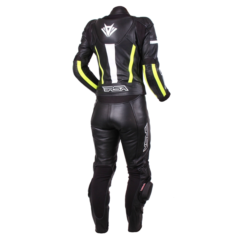 Dámská kombinéza na motorku RSA Virus černo-bílo-fluo žlutá výprodej