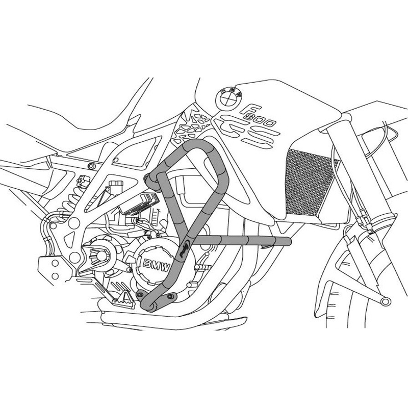 Ochranné rámy motoru PUIG d 25mm černý pro HONDA CB 500 X / XA 2019-2024, HONDA NX 500 2024