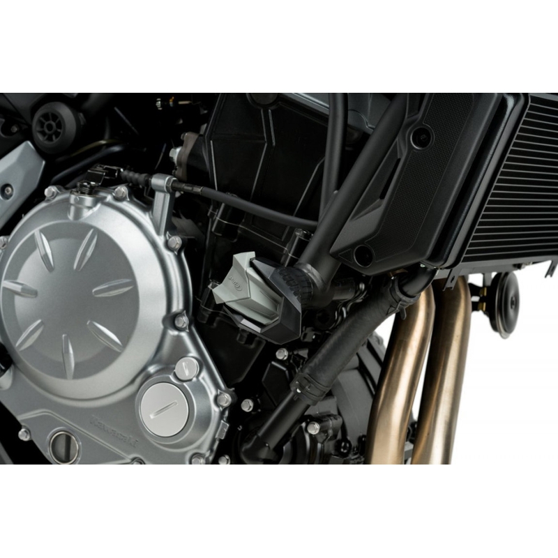 Pádové protektory rámu PUIG R12 černý s šedou gumou pro KAWASAKI ZX-6R 636 Ninja (2013<) 2019-2023