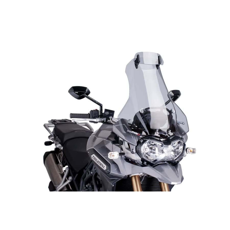 Plexi štít PUIG TOURING WITH VISOR kouřová pro TRIUMPH Tiger 1200 Explorer / GT Explorer 2012-2015