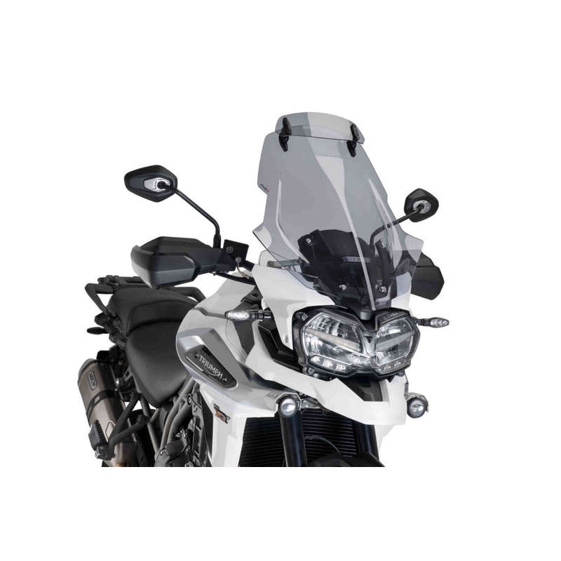 Plexi štít PUIG TOURING WITH VISOR kouřová pro TRIUMPH Tiger 1200 Explorer / GT Explorer 2018-2019