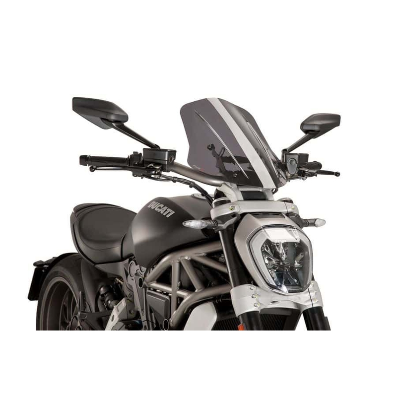Plexi štít PUIG NEW. GEN TOURING kouřová pro DUCATI Diavel 1200 2016-2018, DUCATI XDiavel S/Black Star/Dark 1200 2016-2024