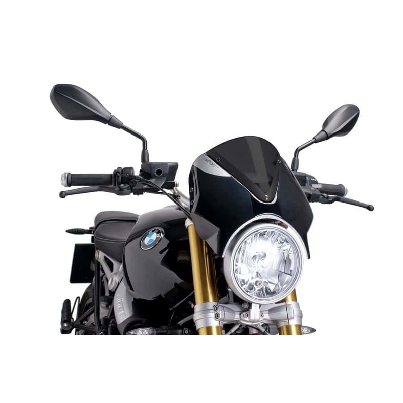 Plexi štít PUIG RETROVISION matná černá tmavá kouřová pro BMW R 1200 Nine T 2013-2024
