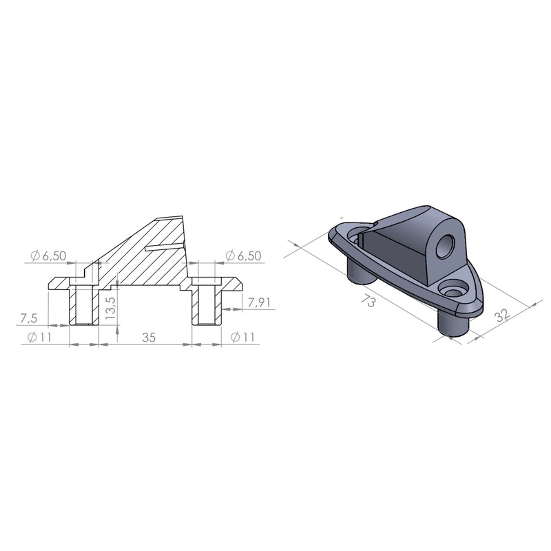 Adaptér na zpětné zrcátko PUIG ADAPTER LEFT SIDE FOR FAIRING DAYTONA 675 černý k kapotáži