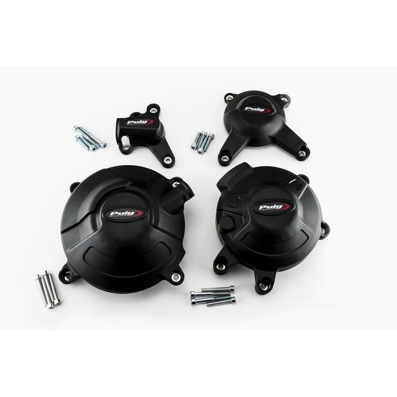 Ochranné kryty motoru PUIG černý zahrnuje pravý, levý, malý pravý a malý levý krytu pro YAMAHA MT-09 850 / 890 2014-2020, YAMAHA MXT 850 Niken / GT 2018-2023