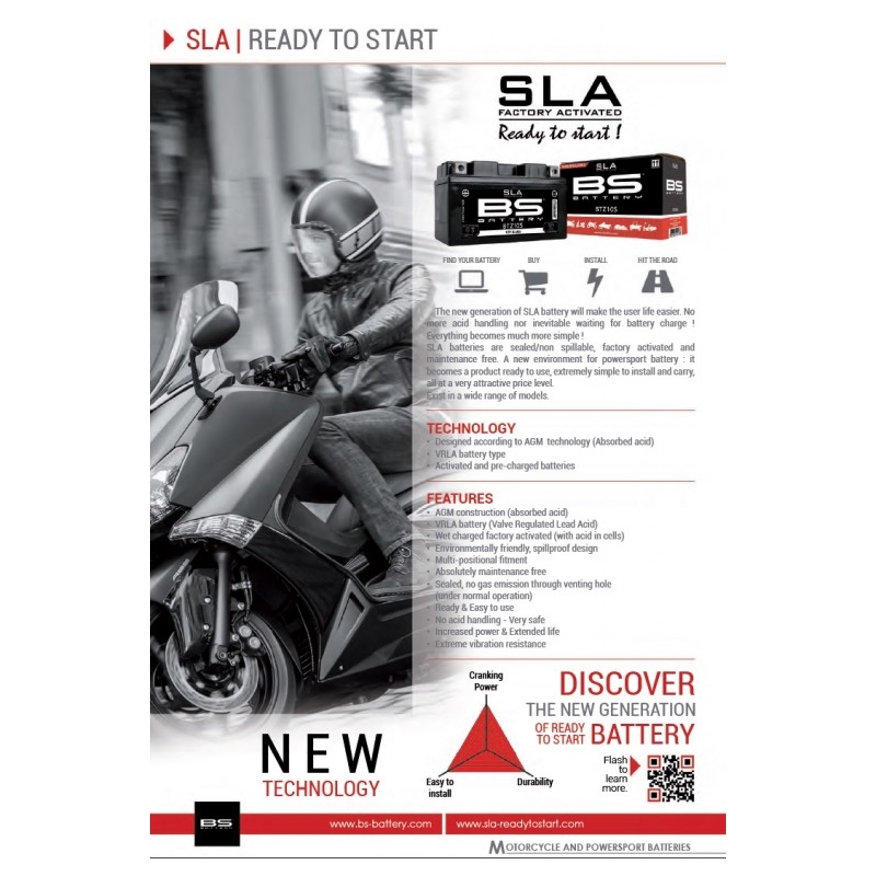 Továrně aktivovaná motocyklová baterie BS-BATTERY SLA