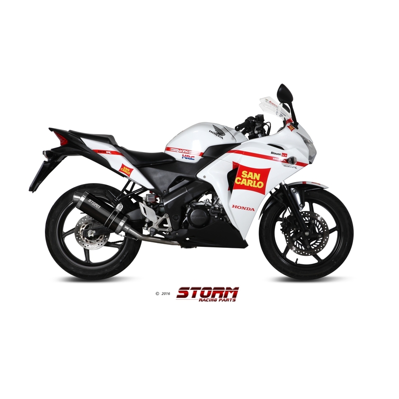 Výfuk kompletní 1x1 STORM OVAL Černá ocel pro HONDA CBR 125 R 2011-2019