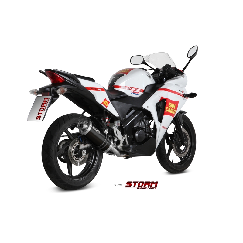 Výfuk kompletní 1x1 STORM OVAL Černá ocel pro HONDA CBR 125 R 2011-2019