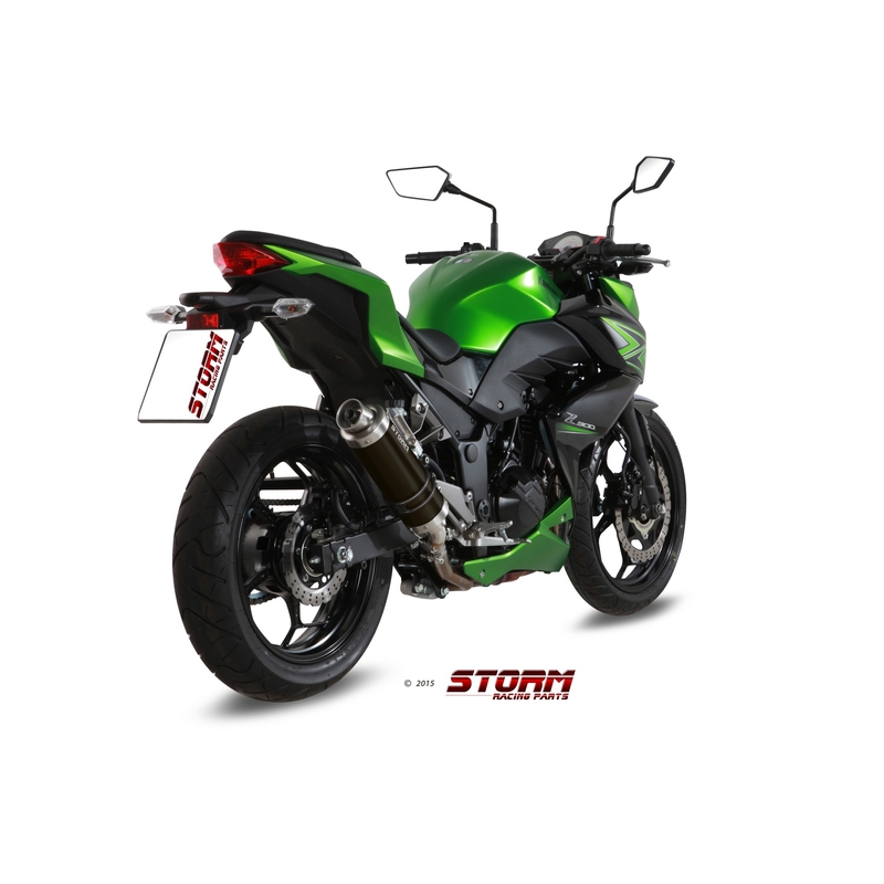 Koncovka výfuku STORM GP Černá ocel pro KAWASAKI Z 300 2015-2016, KAWASAKI EX Ninja 300 2013-2016