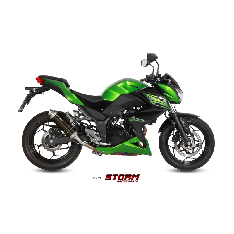 Koncovka výfuku STORM GP Černá ocel pro KAWASAKI Z 300 2015-2016, KAWASAKI EX Ninja 300 2013-2016