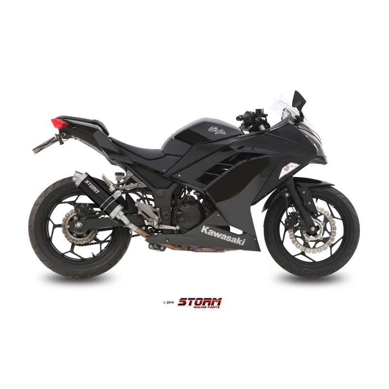 Koncovka výfuku STORM GP Černá ocel pro KAWASAKI Z 300 2015-2016, KAWASAKI EX Ninja 300 2013-2016