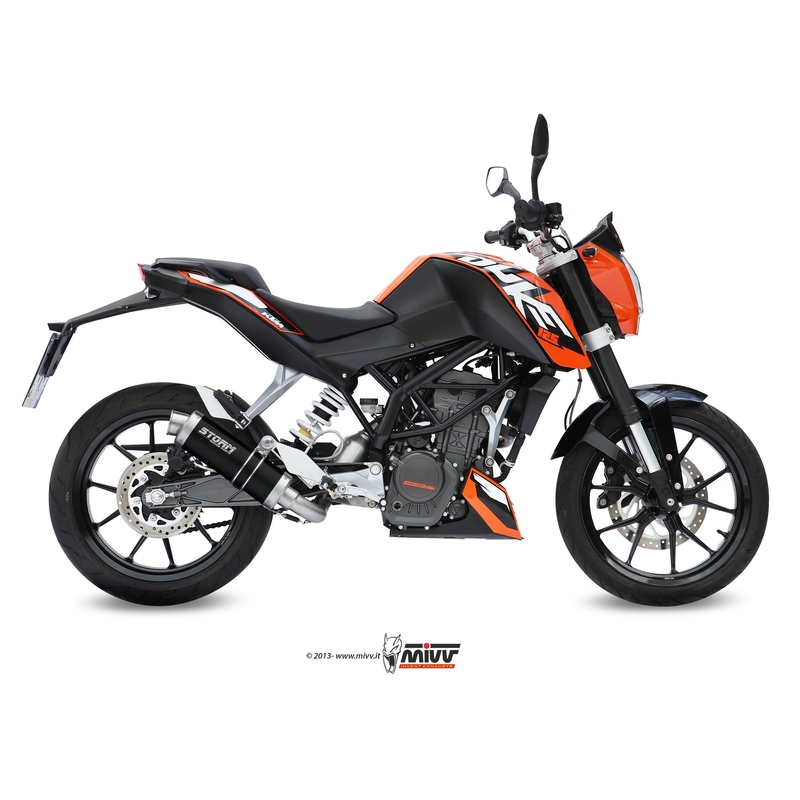 Výfuk kompletní 1x1 STORM GP Černá ocel pro KTM Duke 125 2011-2016, KTM Duke 200 2012-2014