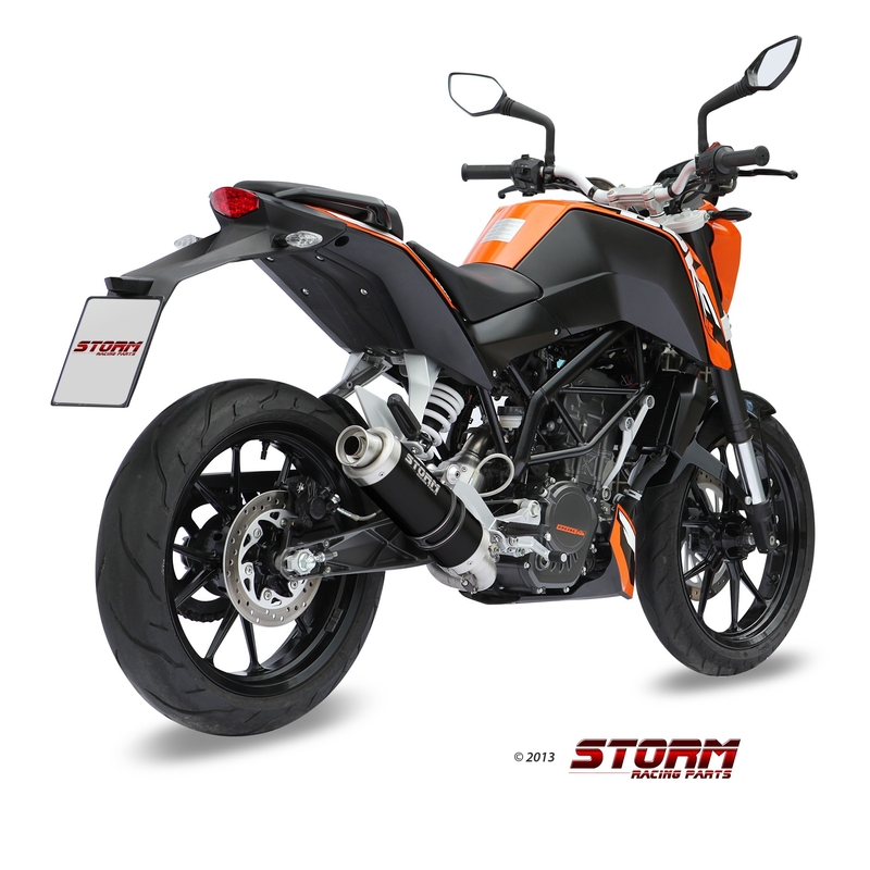 Výfuk kompletní 1x1 STORM GP Černá ocel pro KTM Duke 125 2011-2016, KTM Duke 200 2012-2014