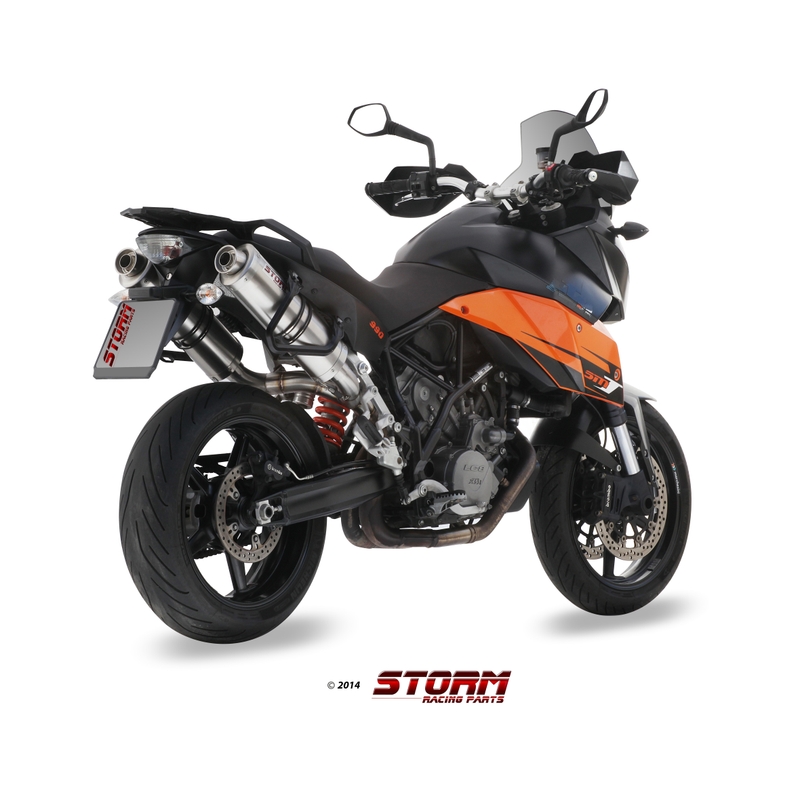 2 koncovky výfuku STORM OVAL Nerez pro KTM Supermoto 990 / R / T 2009-2013