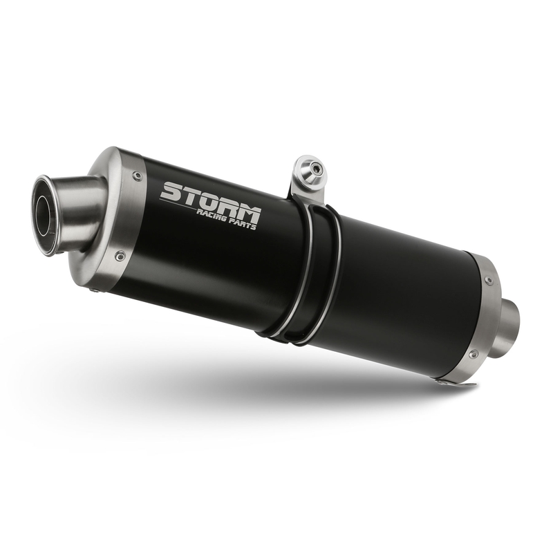 Koncovka výfuku STORM OVAL Černá ocel pro SUZUKI GSF 1250 Bandit 2007-2016, SUZUKI GSX 1250 FA 2009-2016