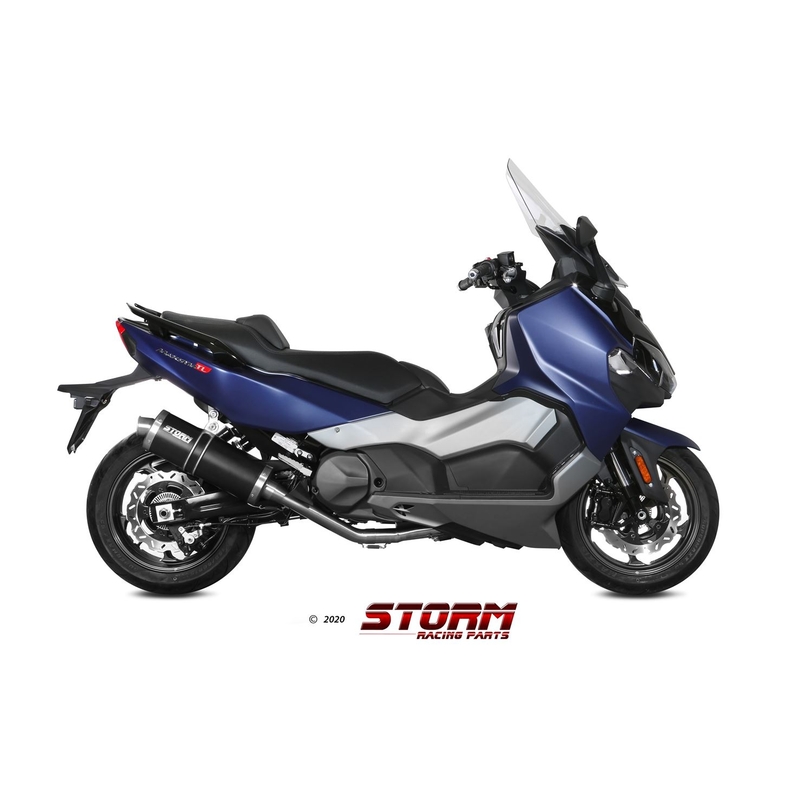 Výfuk kompletní 2x1 STORM OVAL Černá ocel pro SYM TL 500  2020-2021, SYM Maxsym TL 500 2019-2020