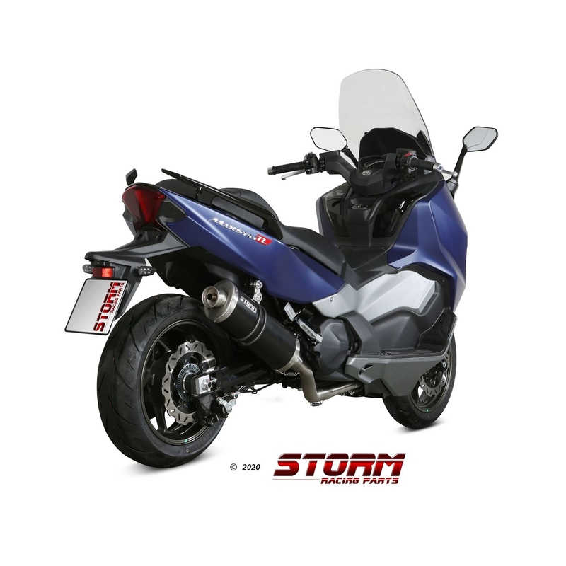 Výfuk kompletní 2x1 STORM OVAL Černá ocel pro SYM TL 500  2020-2021, SYM Maxsym TL 500 2019-2020