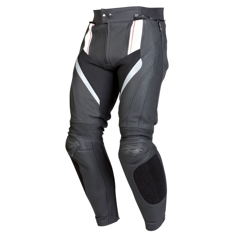 Kožené kalhoty na motorku Ozone Grip - černo/bílé