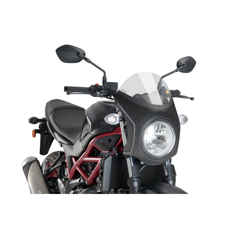 Plexi štít PUIG RETRO SEMI-FAIRING kouřová karbonový vzhled