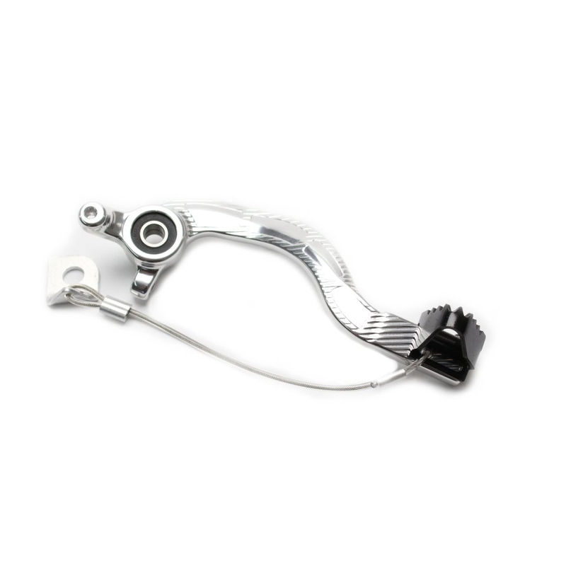 Brzdový pedál MOTION STUFF silver body, black steel fixed tip Pevný hrot z oceli