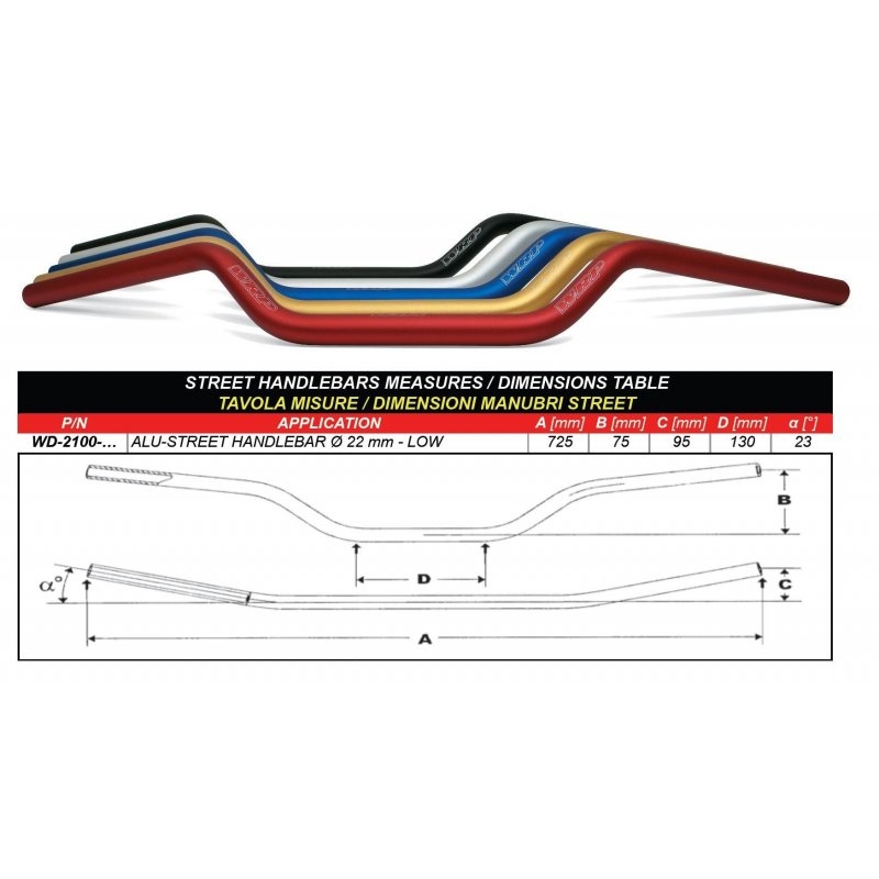 Řídítka WRP ALU-STREET nižší stříbrná