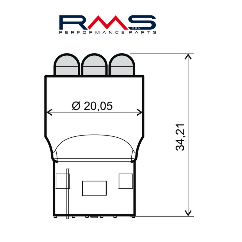 Žárovka RMS 12V 6 Led, T20 oranžová (2ks)