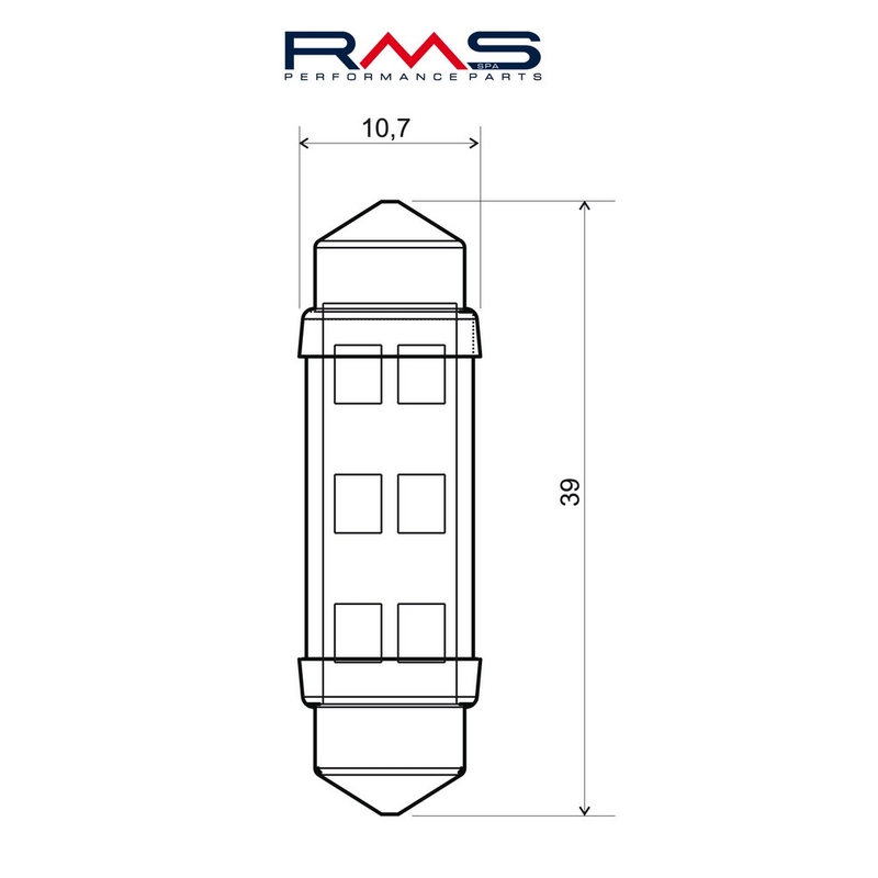 Žárovka RMS 12V 6 Led, SV8.5 bílá