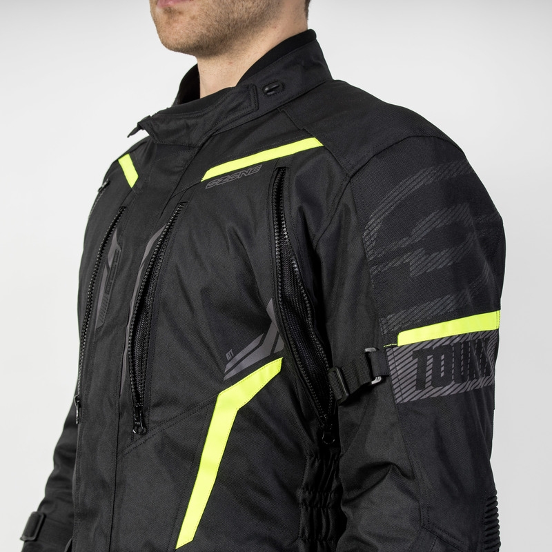 Bunda na motorku Ozone Tour III černo-antracitovo-fluo žlutá