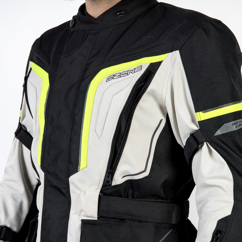 Bunda na motorku Ozone Sahara černo-šedo-fluo žlutá výprodej