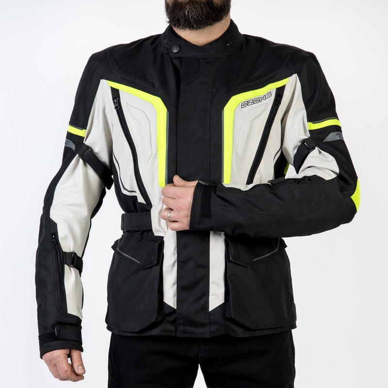 Bunda na motorku Ozone Sahara černo-šedo-fluo žlutá výprodej