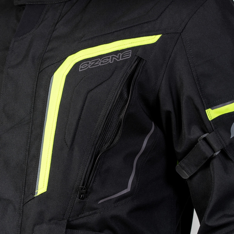 Bunda na motorku Ozone Sahara černo-fluo žlutá výprodej