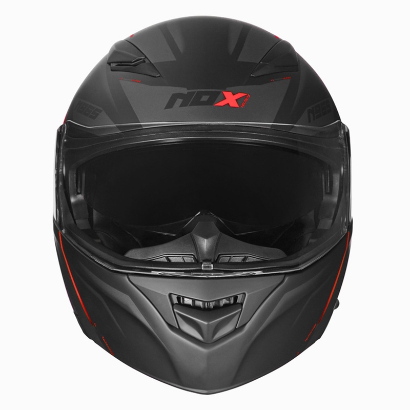 Vyklápěcí přilba na motorku NOX N965 Supra černo-červená