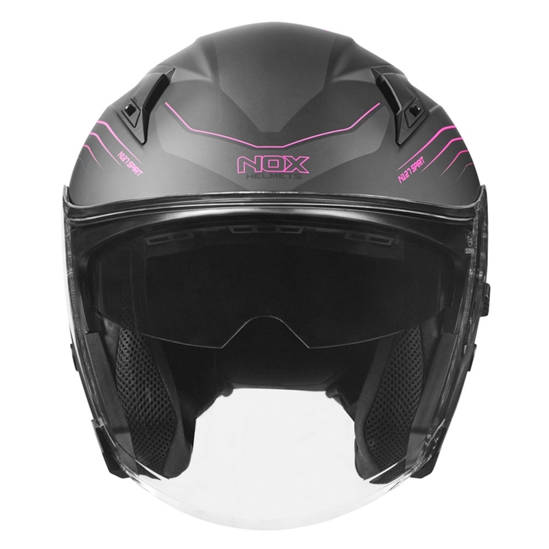 Otevřená přilba na motorku NOX N128 Spirit černo-růžová