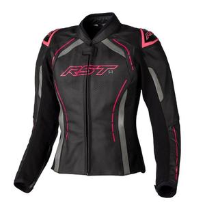 Dámská kožená bunda na motorku RST S1 CE černo-šedo-růžová výprodej