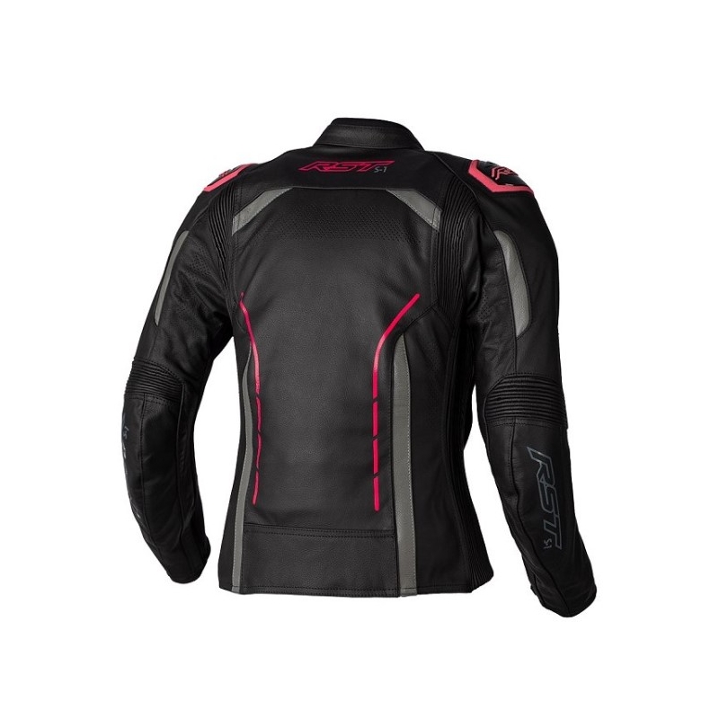 Dámská kožená bunda na motorku RST S1 CE černo-šedo-růžová výprodej